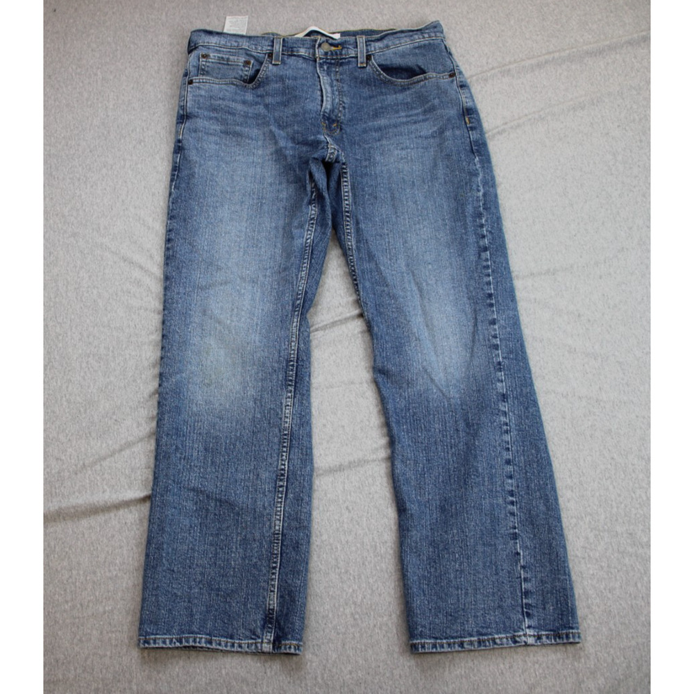 Levis Jeans Men 34 x 30 Blue Cotton Blend Stretch Signature Relaxed Fit Straight